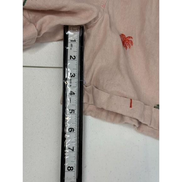 Elie Tahari Womens Pink Palm Tree Embroidered Linen Blend Shorts Small - Picture 8 of 9